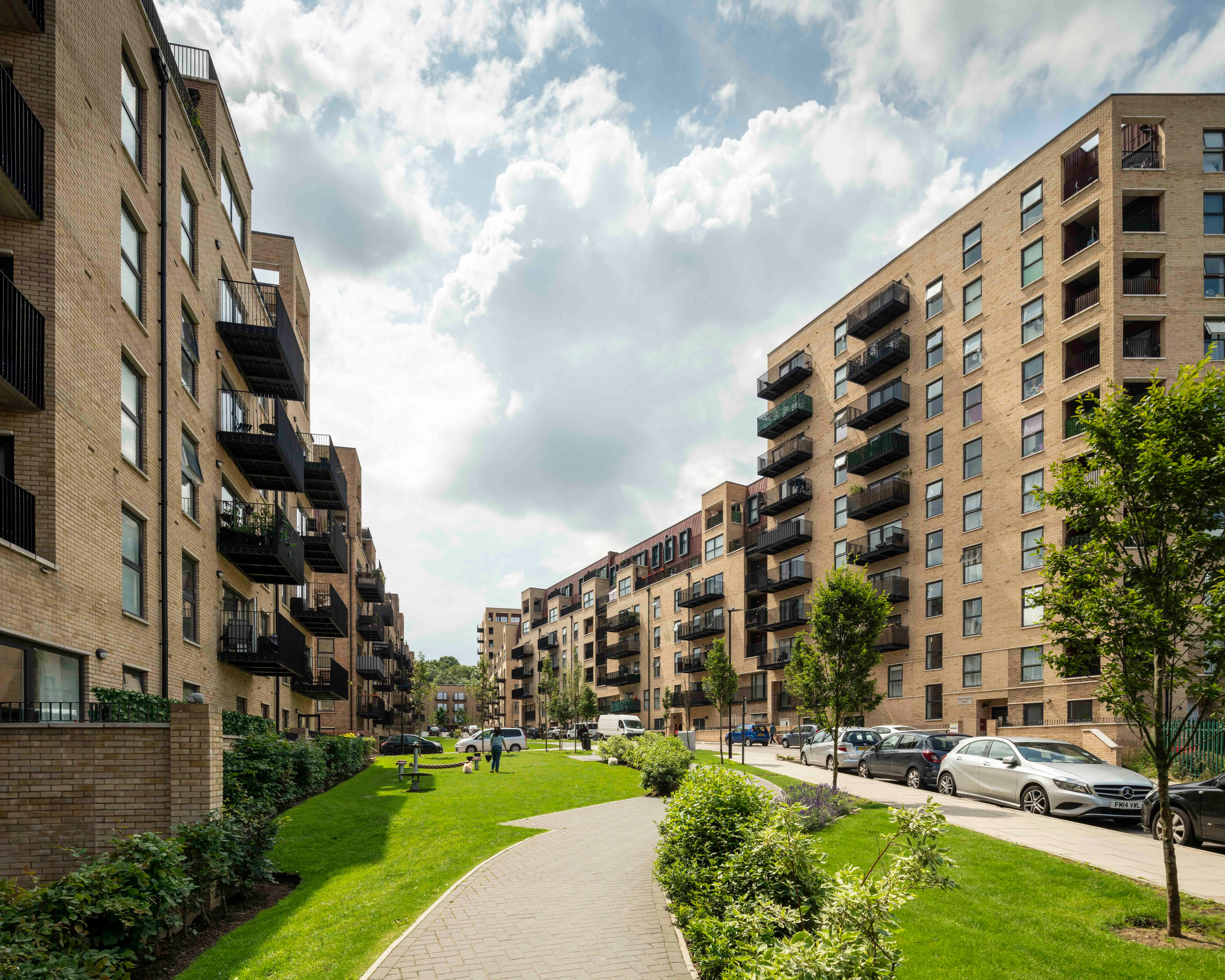 Trinity Walk estate - aerial view of the residential development in Woolwich